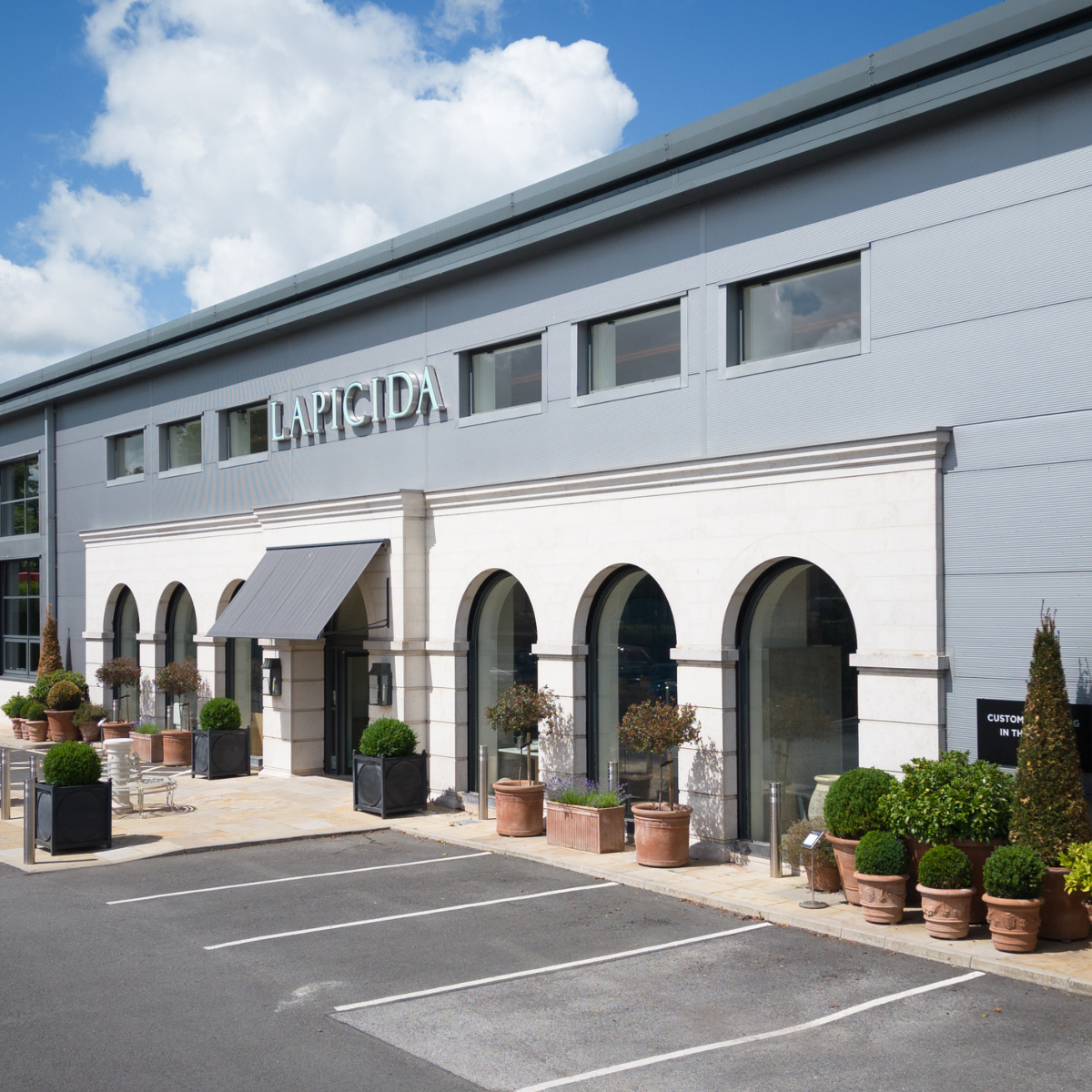 Entrance to Lapicida's amazing floor and wall tile showroom near Harrogate in North Yorkshire