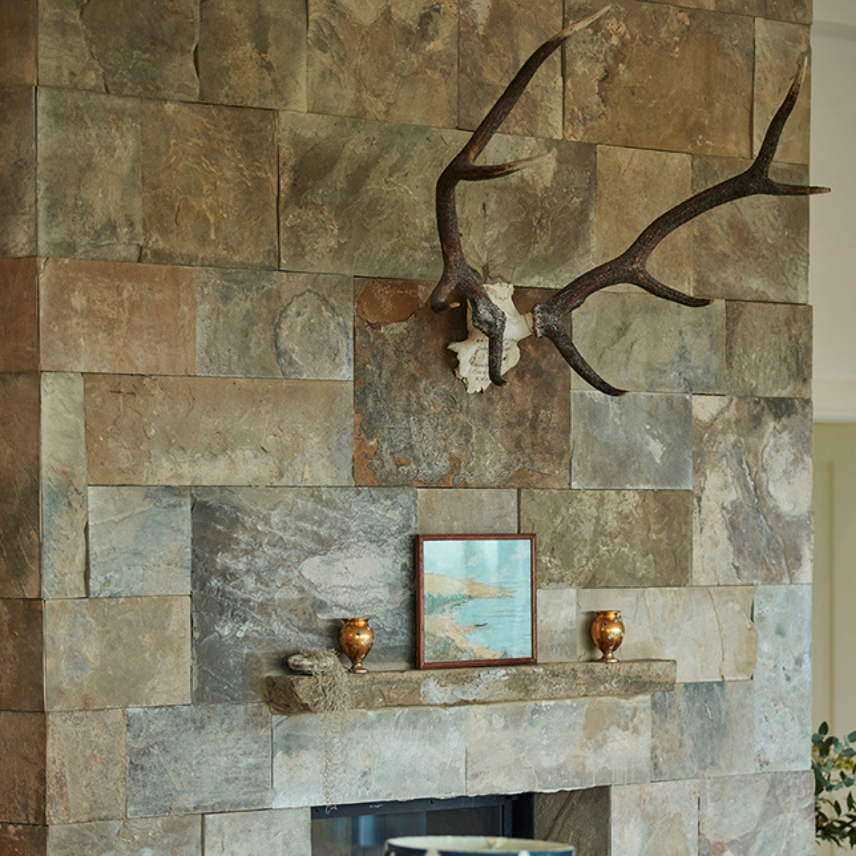 Lapicida genuine antique reclaimed stone fireplace