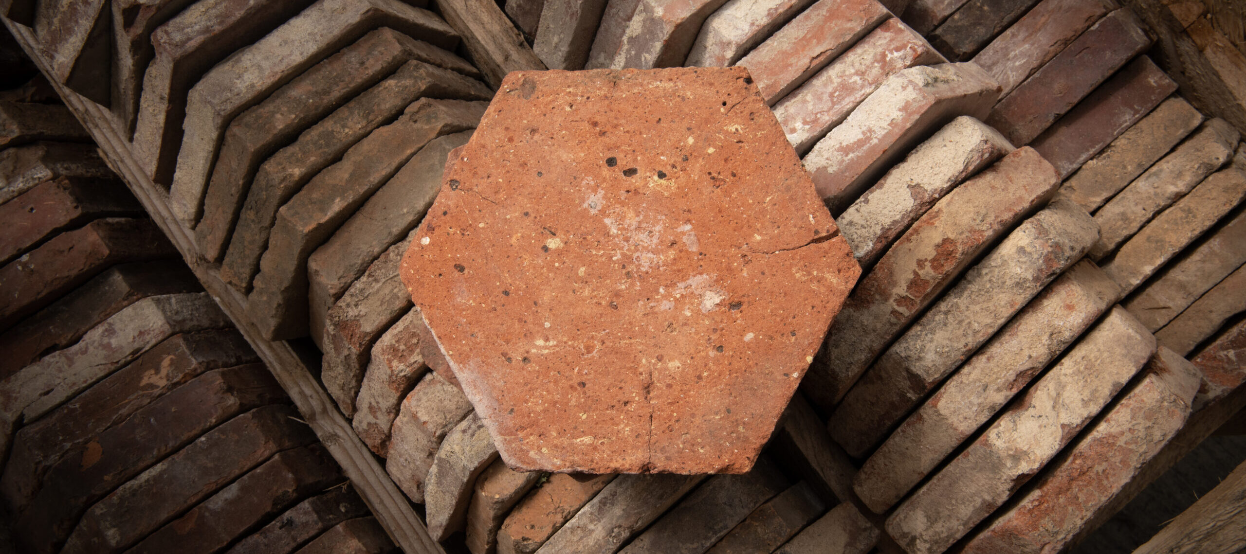 Lapicida Genuine Antique Orleans Terracotta Hexagon floor tiles in stock